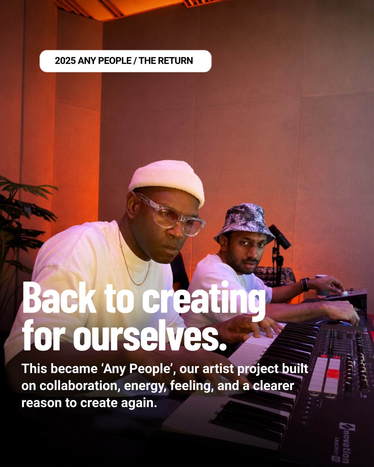 KCPlays and Bryan Gounaramo of ANYPEOPLE creating music together in the studio